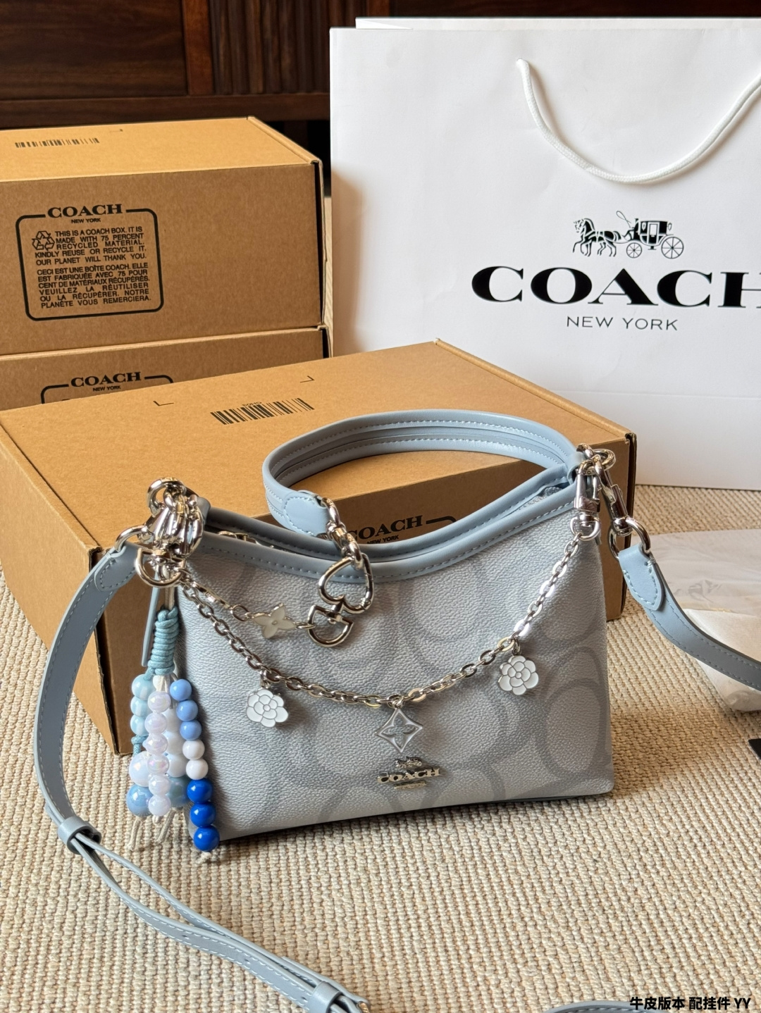 Versión de piel de vaca con colgante (mini) Coach nuevo modelo laurel 19 pequeño vagabundo, ¡el bolso vagabun…