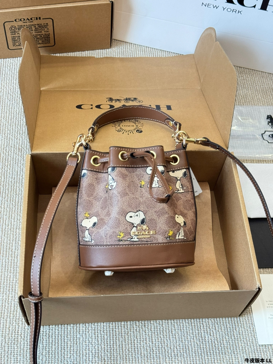 Versión de cuero CAOCH Dempsey, el cubo pequeño de mayor atractivo, mini bolso Coach, dos correas, se puede l…
