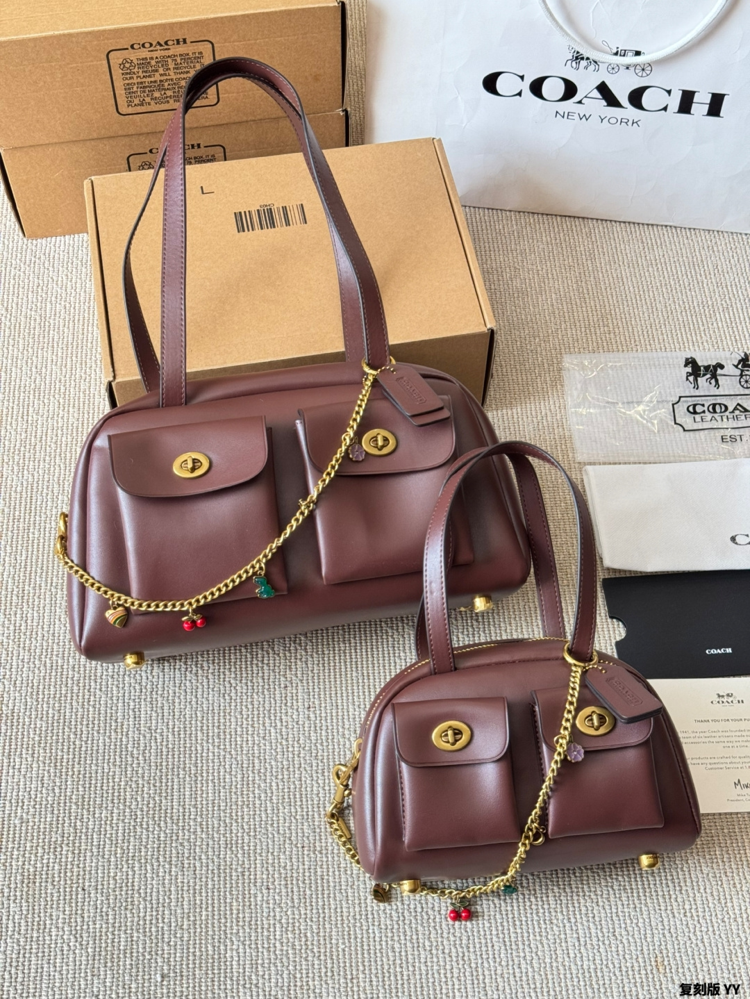 Versión réplica / Coach蔻驰｜ Bolso de bolsillo Twin Trunlock El modelo de pasarela es realmente de pasarela, un bolso tur…
