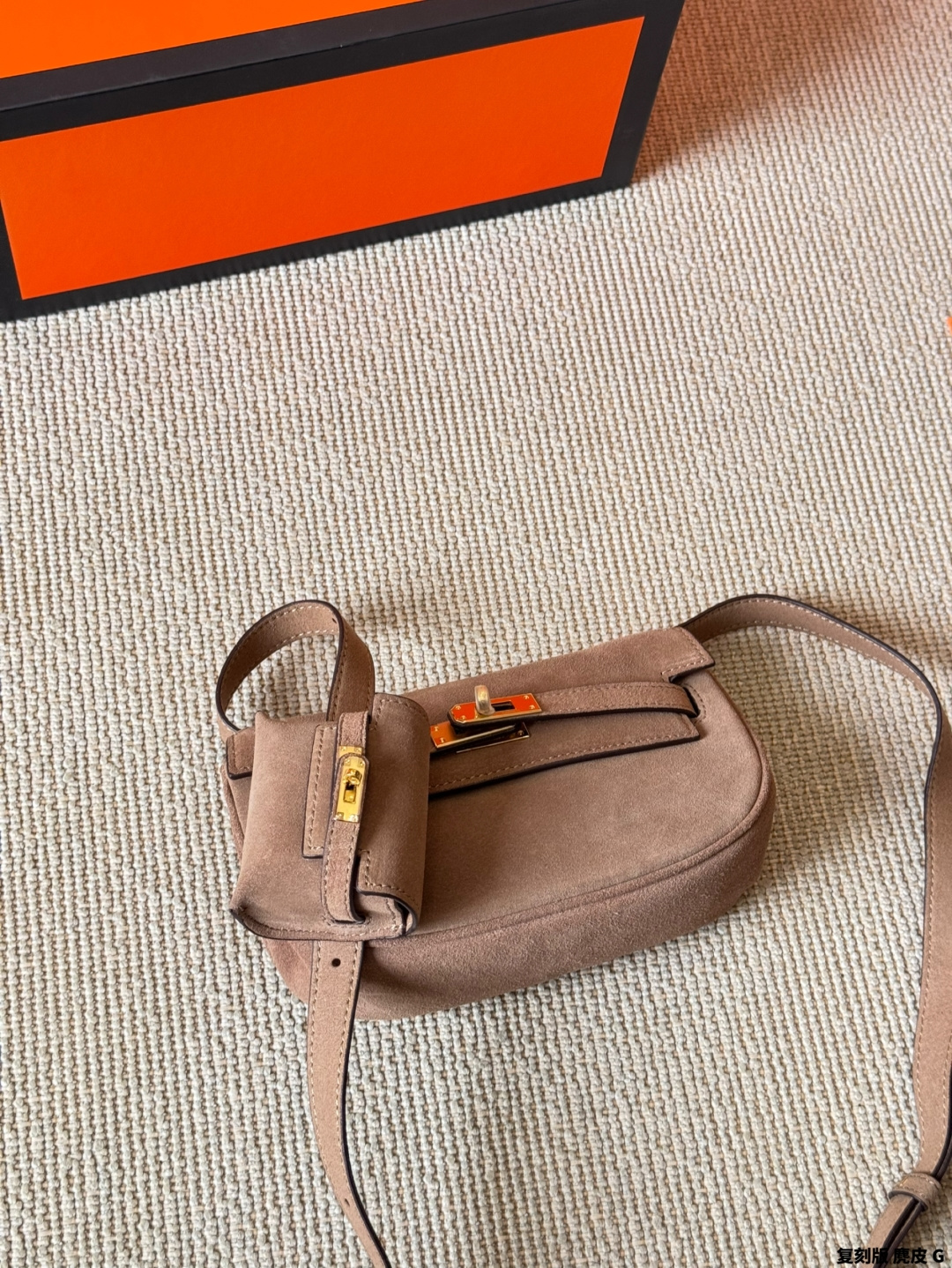 Hermes Mini Della Cavalleria Taupe Suede crossbody everyday