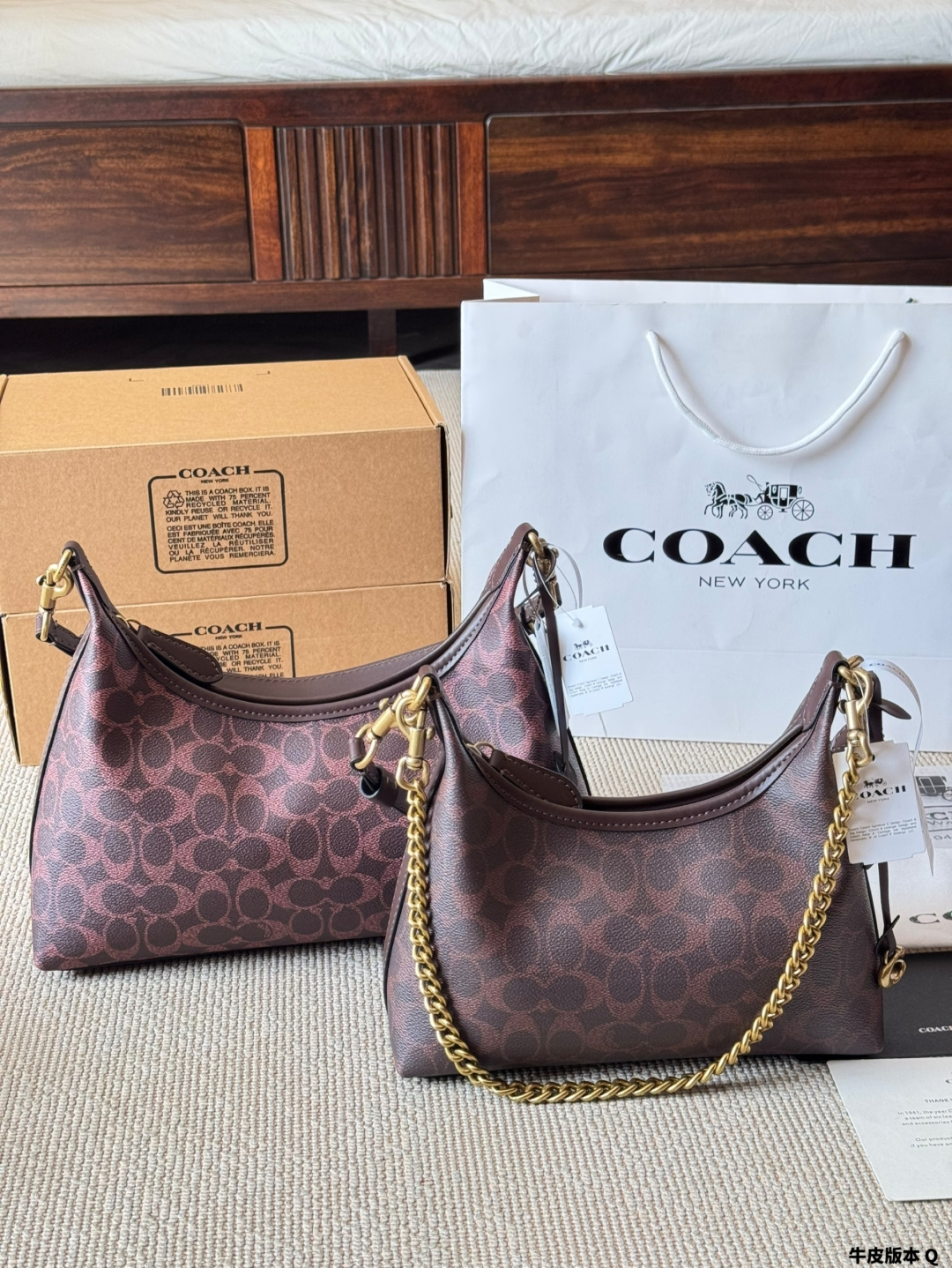 Versión piel / Coach nuevo Juliet hobo negro cuero encerado con cremallera completa bolso empanada. Brillante esmalte, …