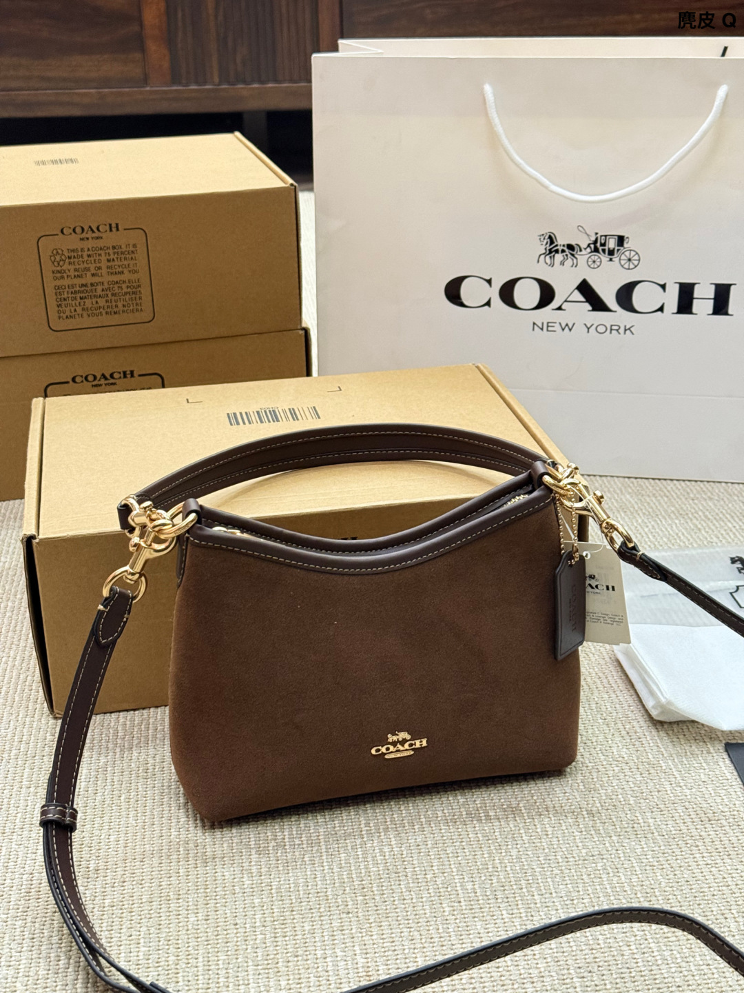 Piel de gamuza Coach nuevo laurel 19 pequeño vagabundo, ¡el bolso vagabundo sale en tamaño pequeño! El tamaño pequeño e…