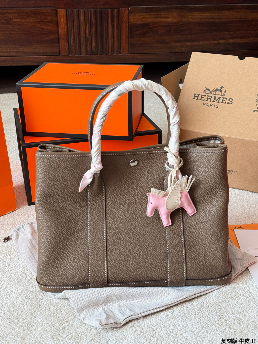 Hermes Garden Party Taupe Etoupe leather tote everyday