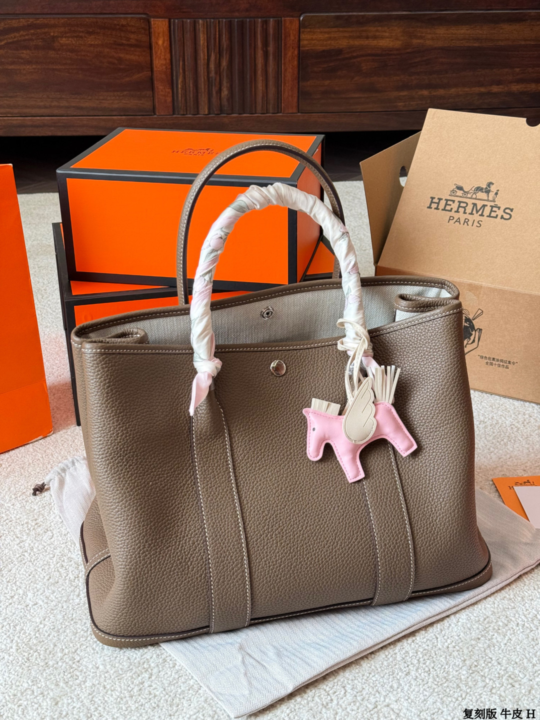 Hermes Garden Party Taupe Etoupe leather tote everyday