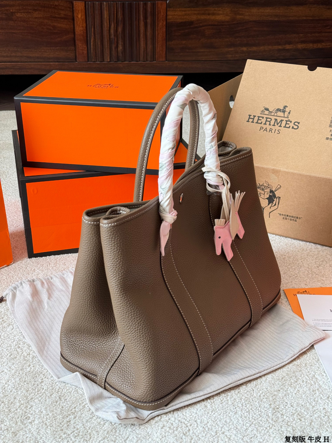 Hermes Garden Party Taupe Etoupe leather tote everyday