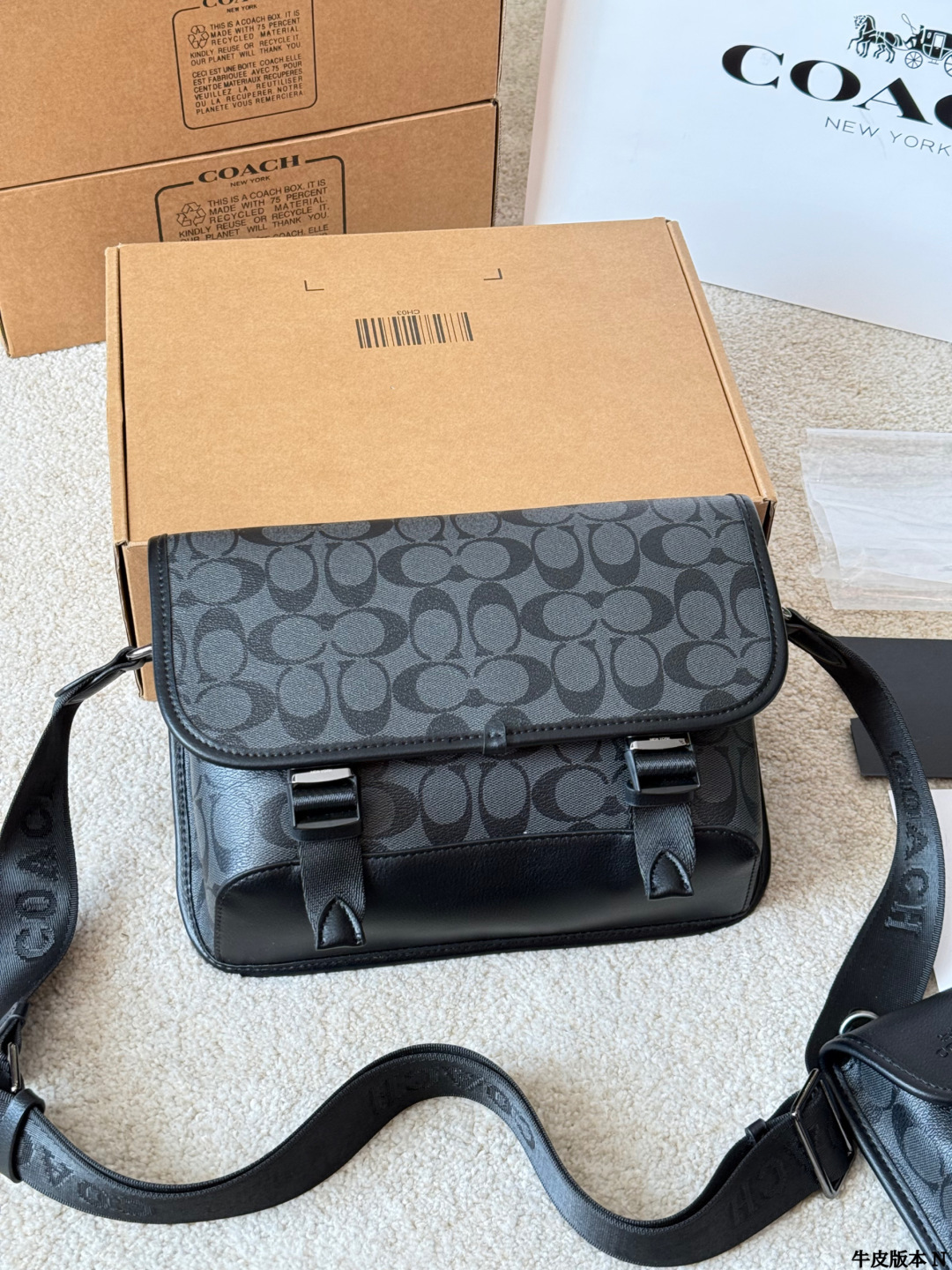 Versión de piel de vaca, bolso bandolera 2 en 1 para hombre COACH, bolso bandolera 2 en 1 para hombre COACH, con clásic…