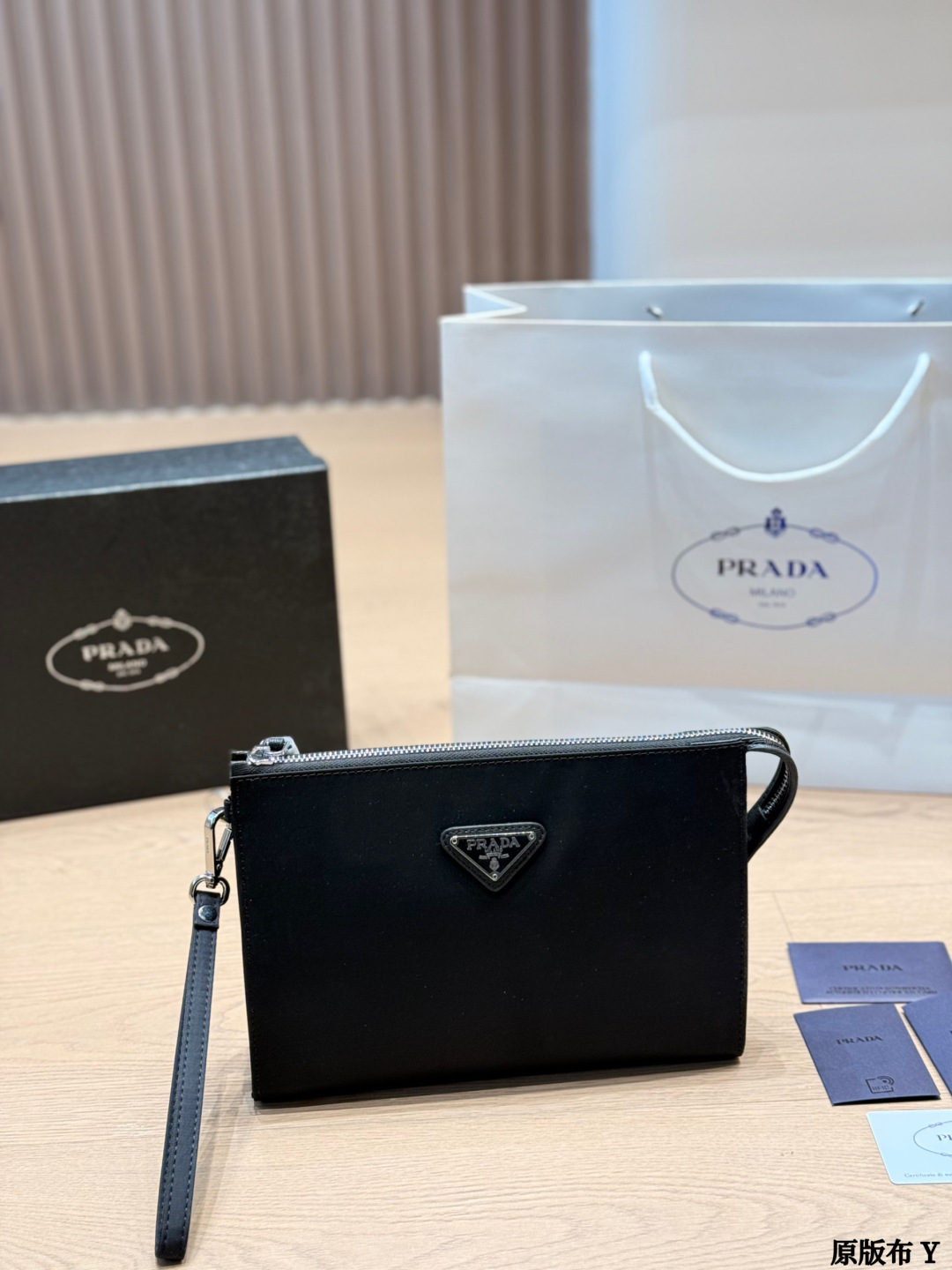 Cloth P158 | Prada Black Nylon Clutch | Prada Black Nylon Clutch, Classic Nylon Material, Lightweight And Durable, Perfect For Daily Commuting The Triangular Metal Logo On The Front Is Very Recognizable, The Zipper Opening And Closing Is Safer, And The Internal Space Can Hold Mobile Phones, Card Holders And Other Small Items. Hand-held + Adjustable Shoulder Strap, It Can Be Carried By Hand, On One Shoulder Or Across The Body. It Is Versatile And Practical. It Has A Simple And Fashionable Style And Can Be Easily Used In The Workplace Or Leisurely | Size 25 18cm