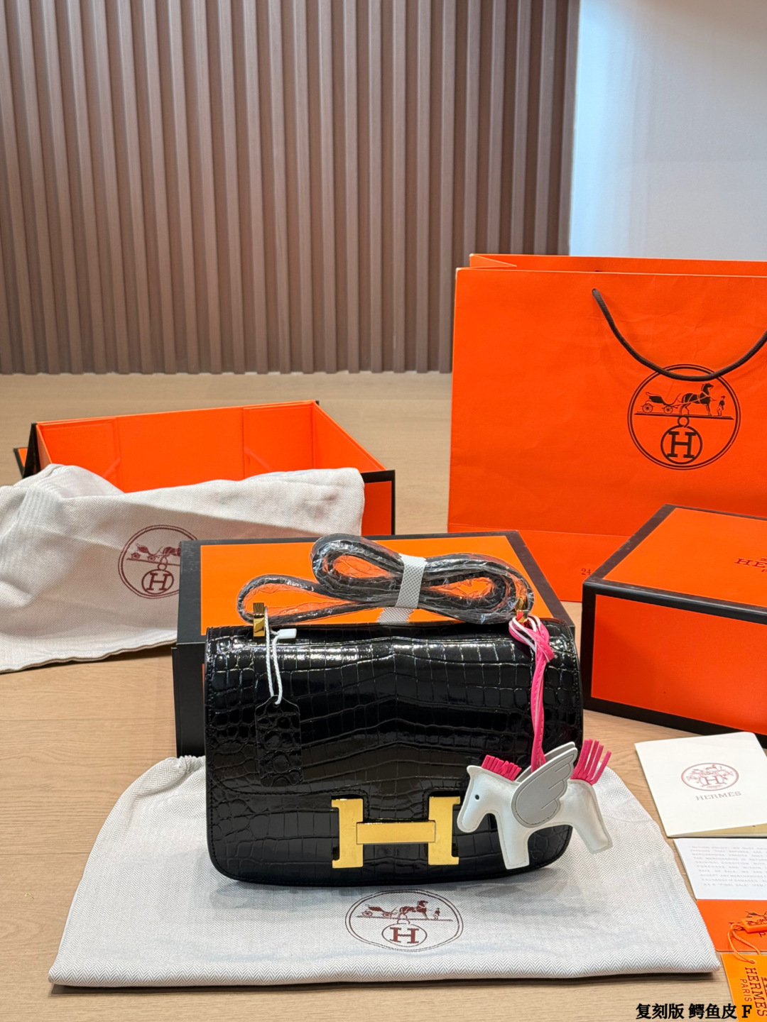 Hermes Constance Black crocodile leather shoulder everyday