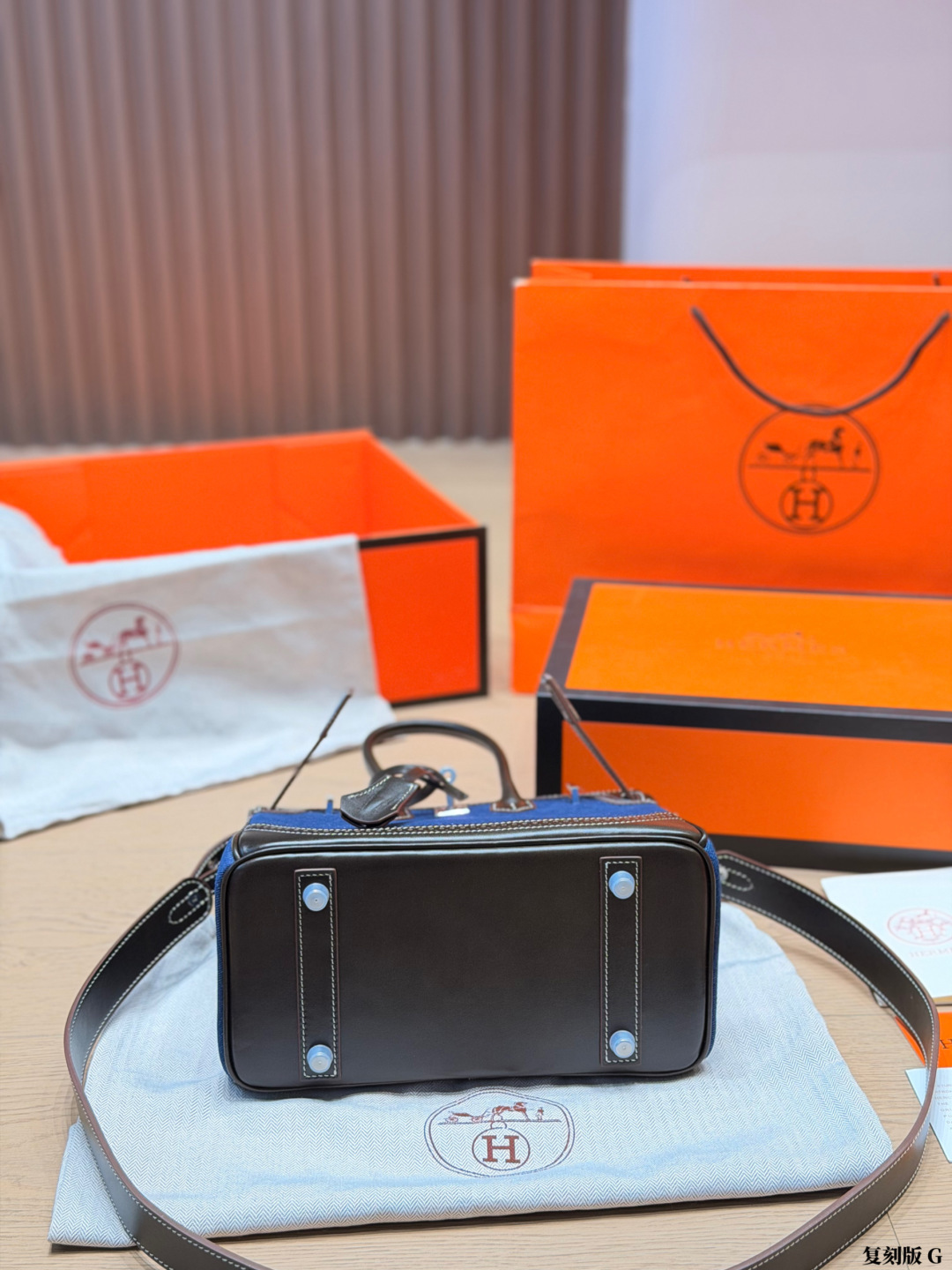 Hermes Birkin Ebony and denim everyday shoulder