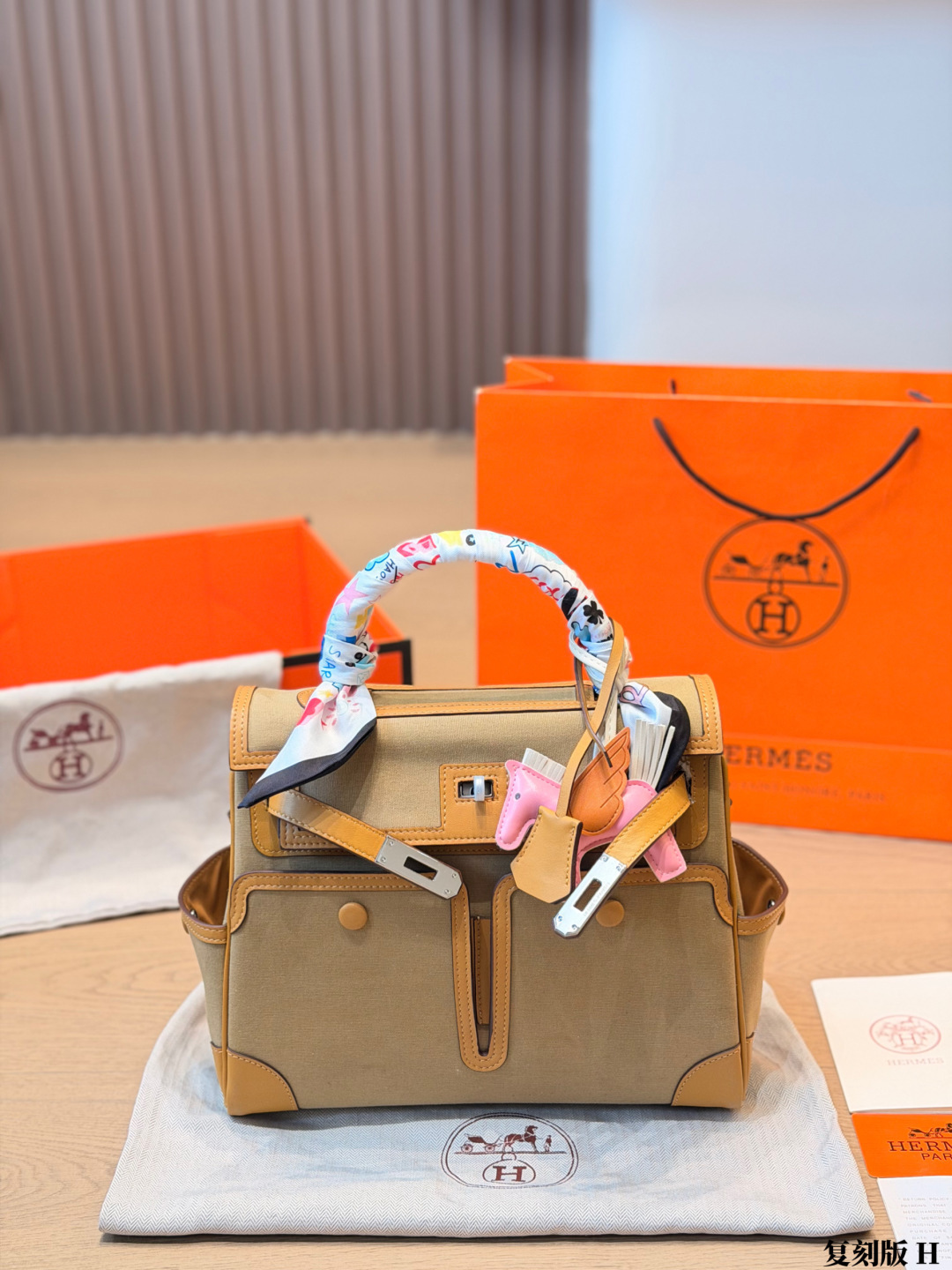 Hermes Cargo Birkin Toile and tan 28 tote everyday