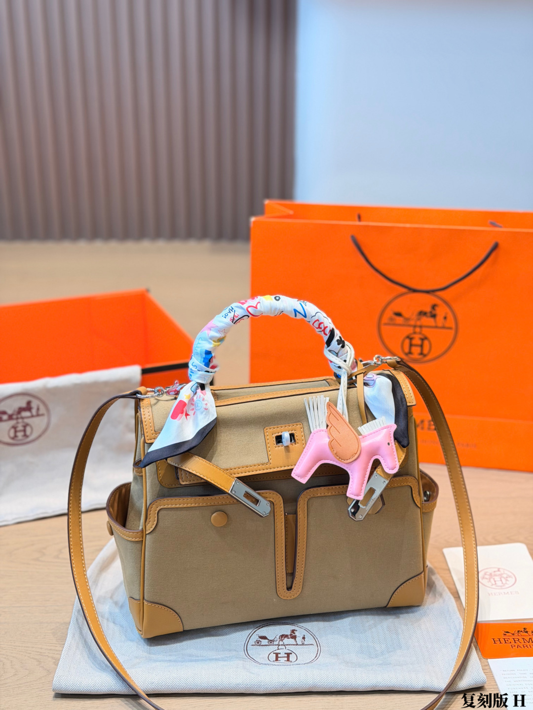 Hermes Cargo Birkin Toile and tan 28 tote everyday