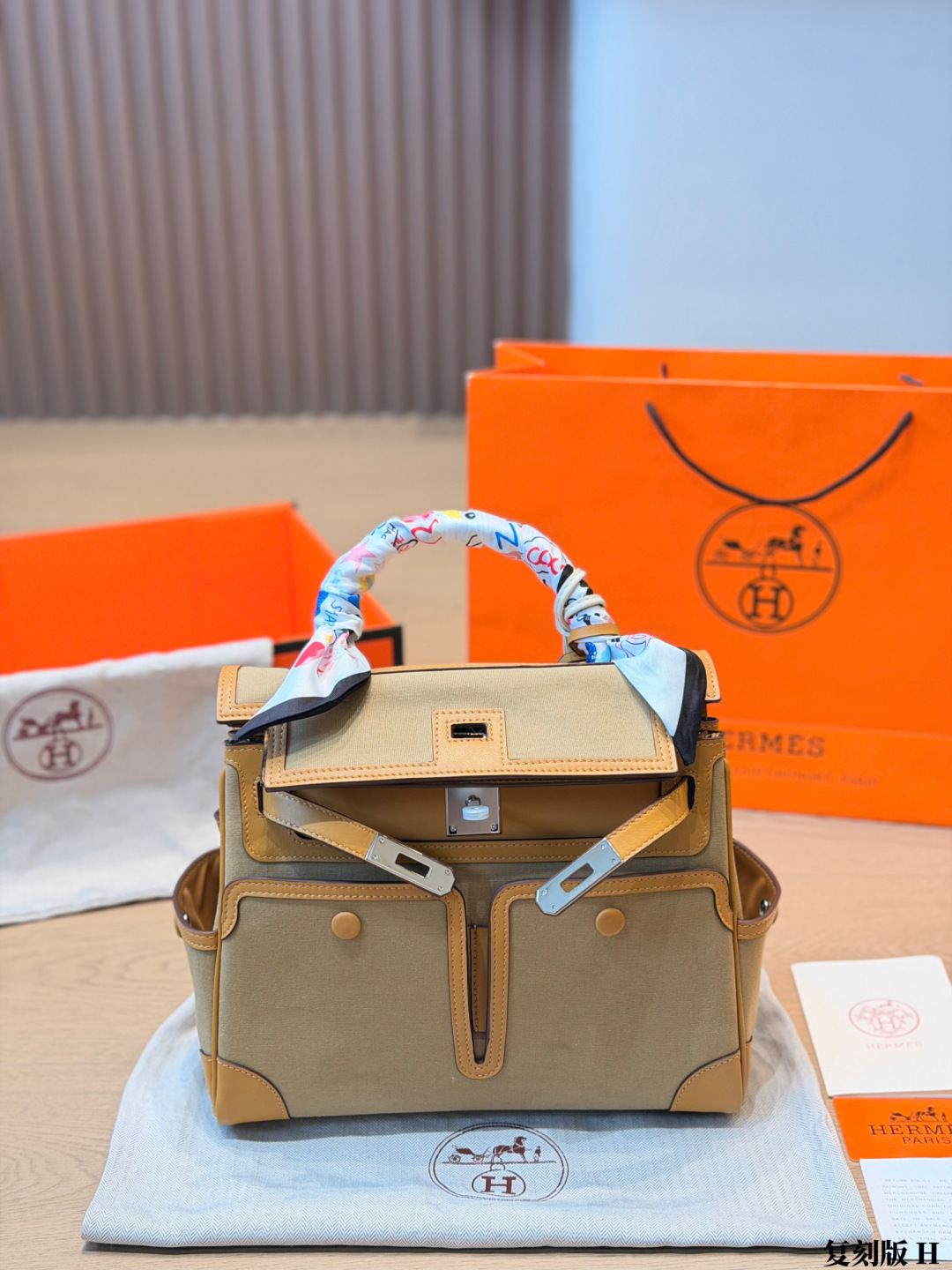 Hermes Cargo Birkin Toile and tan 28 tote everyday