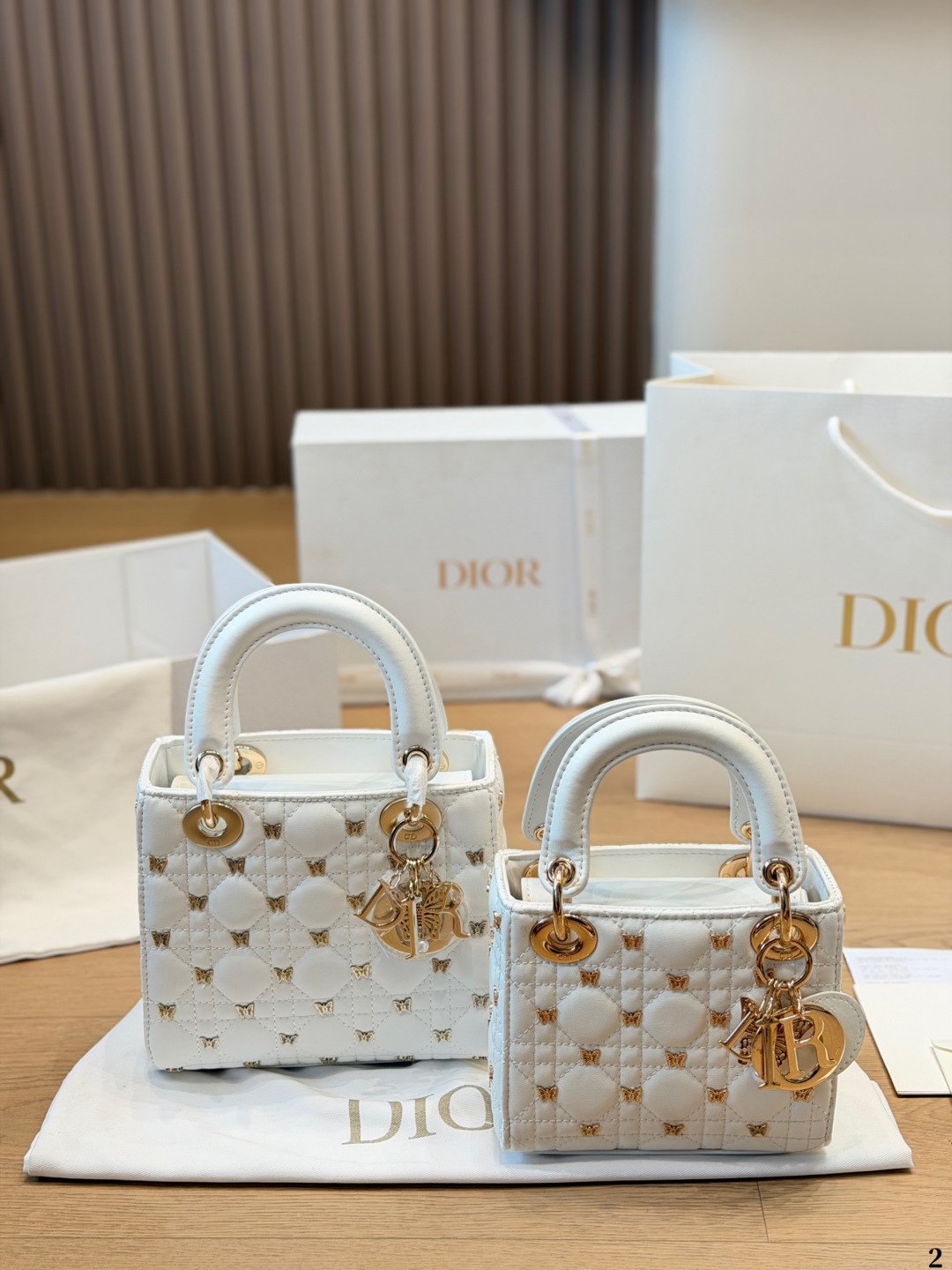 Dior Lady White with gold butterfly embroidery handbag everyday