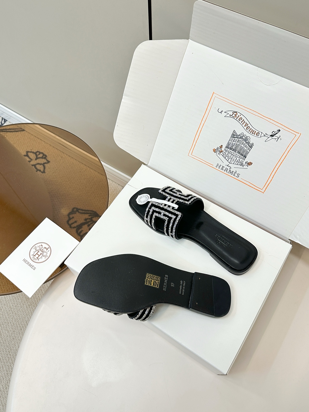 Hermes H Flat Sandals: Stylish Rhinestone Accents, Comfortable & Versatile 10 cmp i1750761498201 4762 0 8