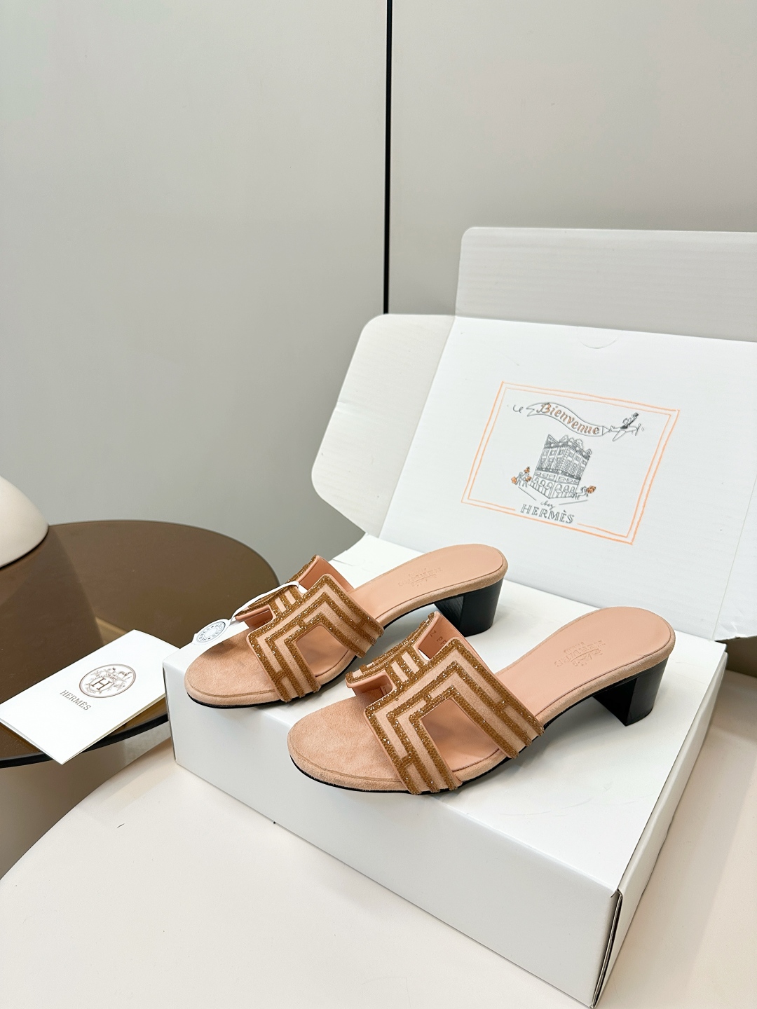 Luxury Hermes H-Slide Sandals: Chic Rhinestone Design, Comfortable Mid-Heel 4 cmp i1750762196713 4446 0 2