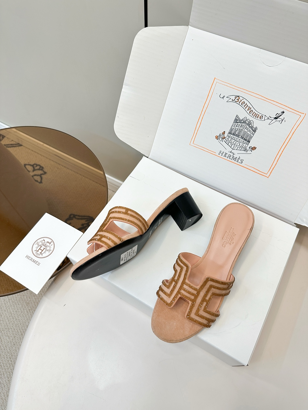 Luxury Hermes H-Slide Sandals: Chic Rhinestone Design, Comfortable Mid-Heel 6 cmp i1750762196719 6893 0 4