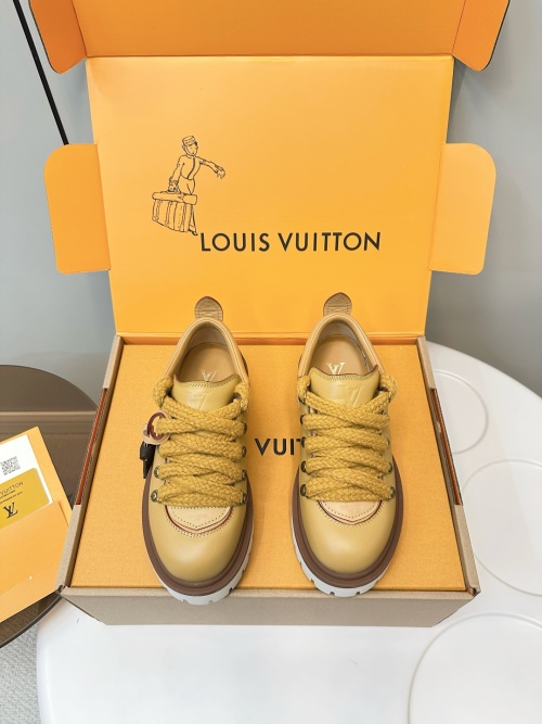 Louis Vuitton Remix Lace-Up Hiker Derby Shoes, Beige Leather, Women's Size 1 Louis Vuitton Remix Lace-Up Hiker Derby Shoes, Beige Leather, Women's Size