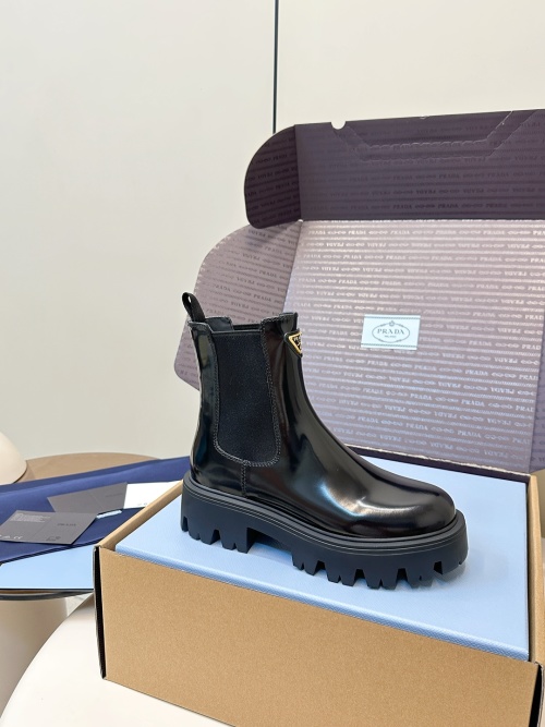 Prada 25SS Chelsea Ankle Boots, Black Leather, Chunky Platform, Women's Size 1 Prada 25SS Chelsea Ankle Boots, Black Leather, Chunky Platform, Women's Size