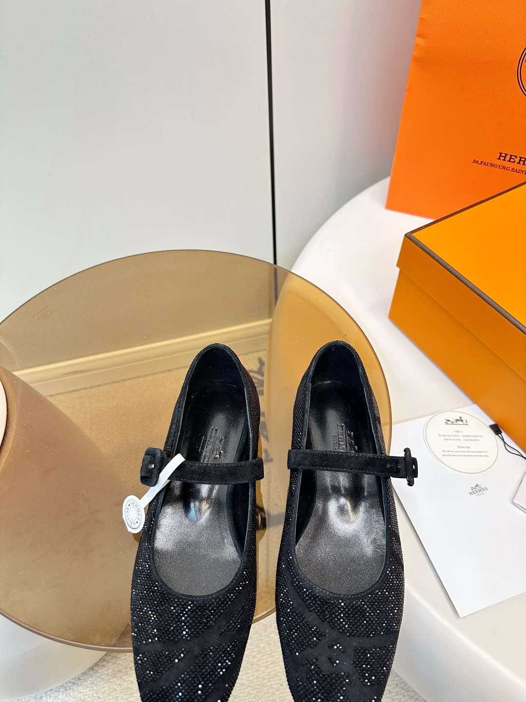 Hermès HERMES｜爱马仕2025秋冬水钻玛丽珍平底鞋