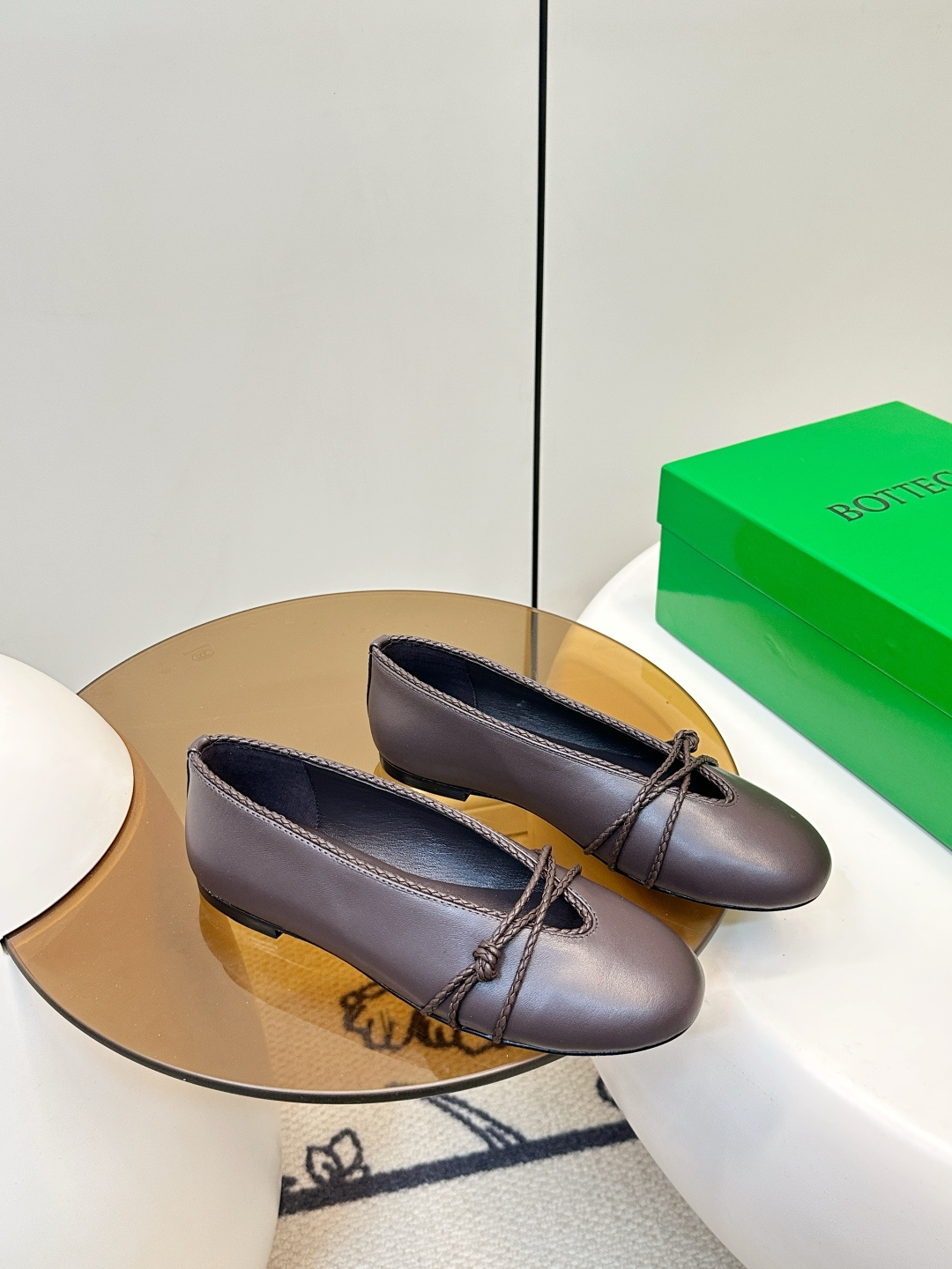 Bottega Veneta BV 26新品Rosa玛丽珍芭蕾鞋​​