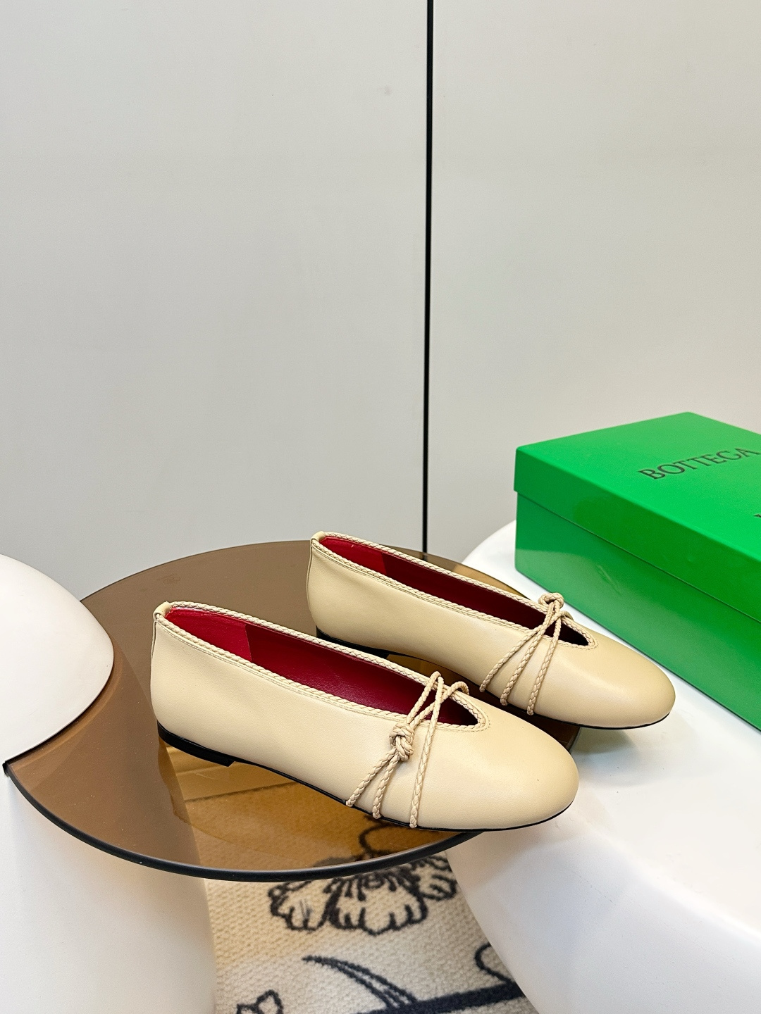 Bottega Veneta BV 26新品Rosa玛丽珍芭蕾鞋​​