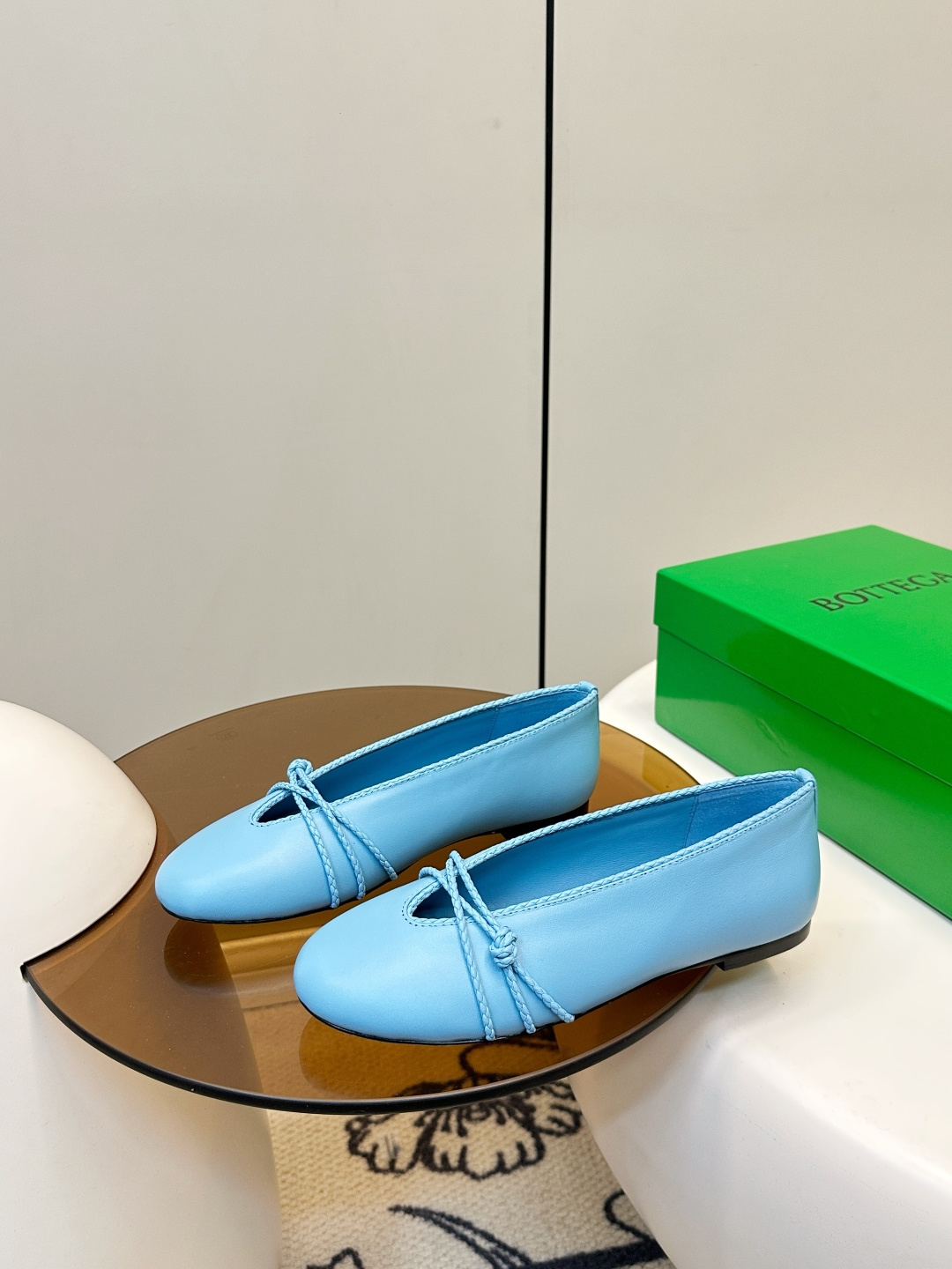 Bottega Veneta BV 26新品Rosa玛丽珍芭蕾鞋​​