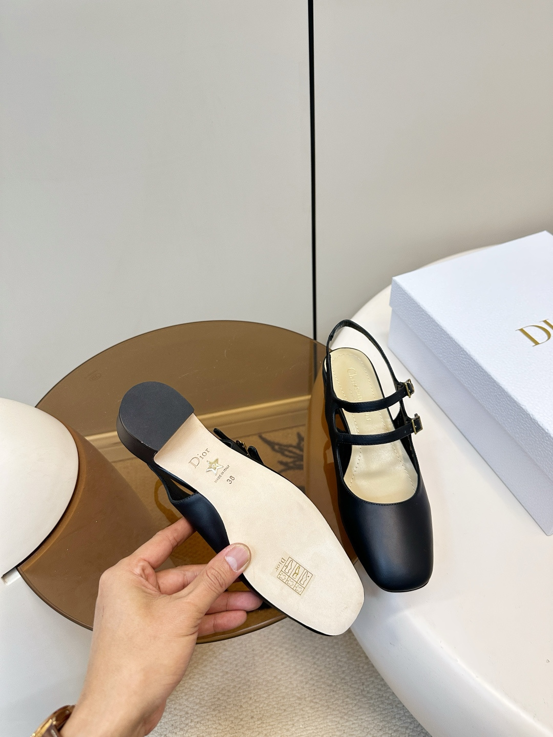 Dior ​​Dior D-Cherie 露跟 双扣带 玛丽珍 凉鞋