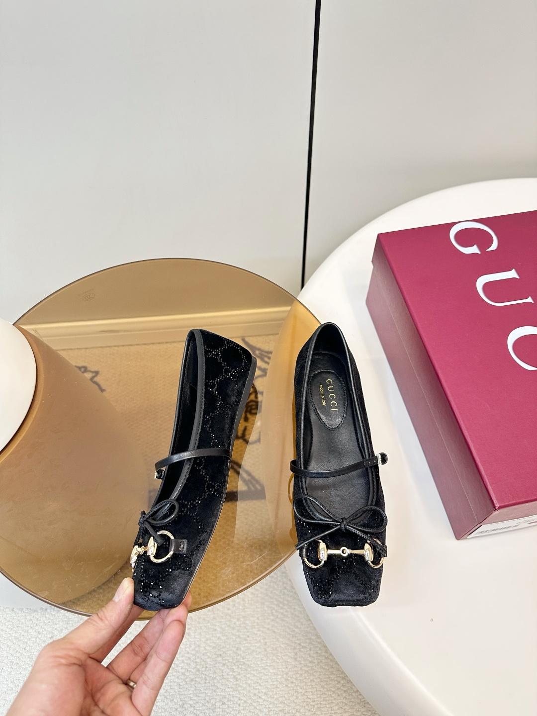 Gucci Gucci 马衔扣芭蕾舞平底鞋 烫钻款