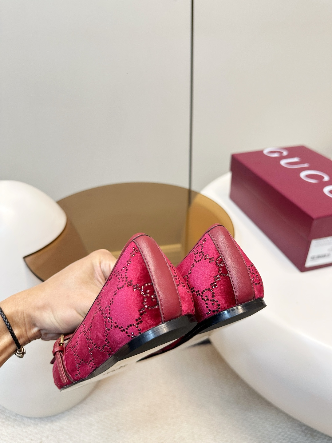 Gucci Gucci 马衔扣芭蕾舞平底鞋 烫钻款