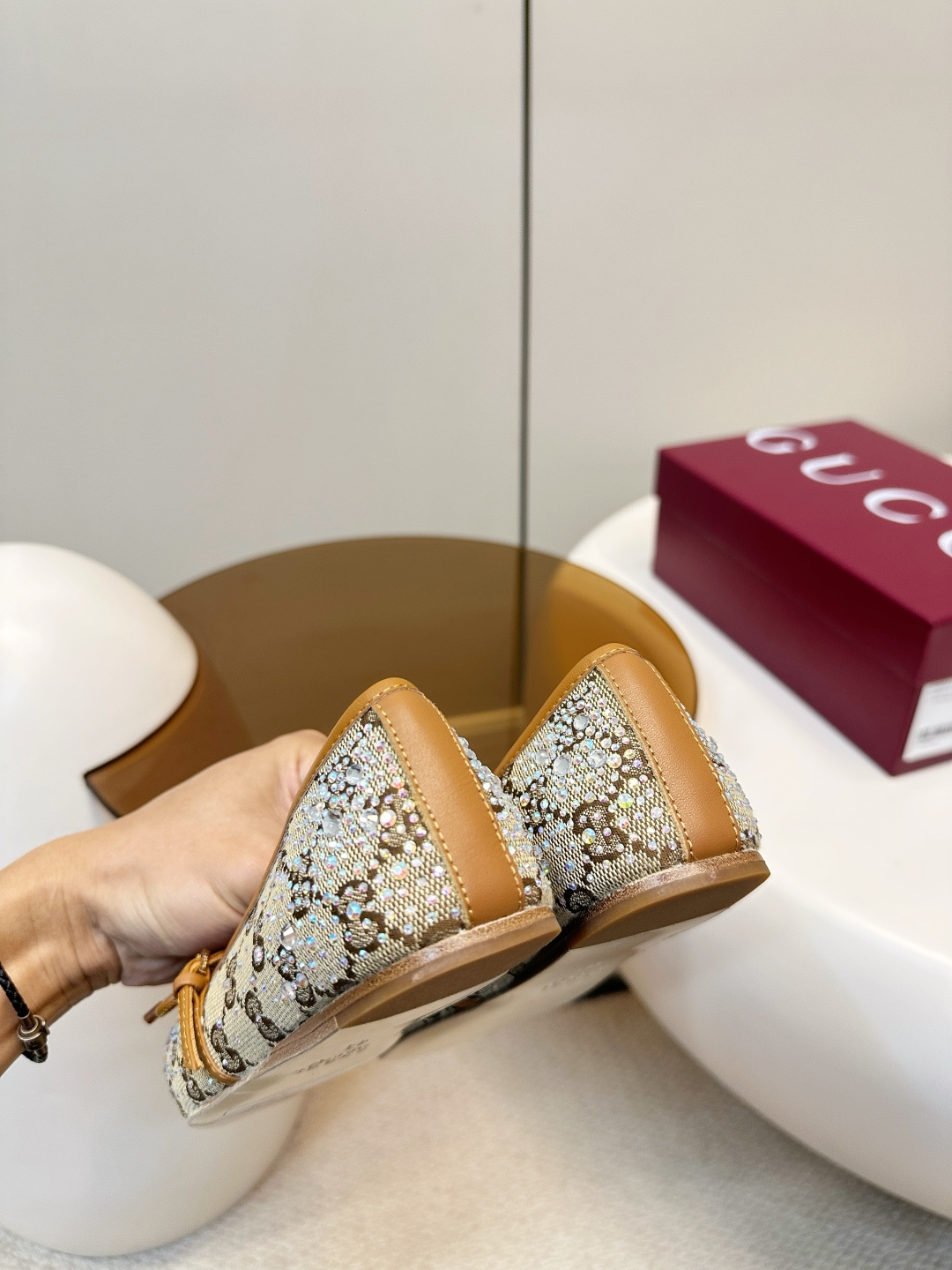 Gucci Gucci 马衔扣芭蕾舞平底鞋 烫钻款