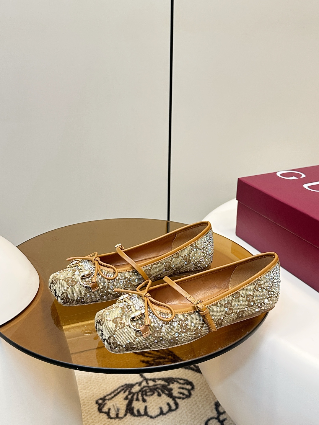 Gucci Gucci 马衔扣芭蕾舞平底鞋 烫钻款