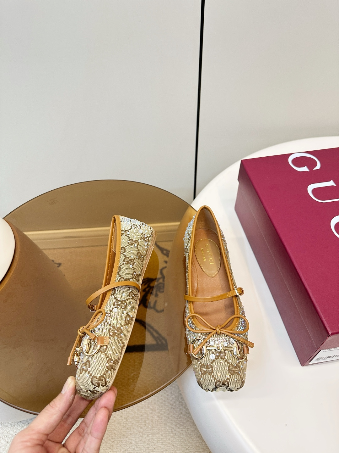 Gucci Gucci 马衔扣芭蕾舞平底鞋 烫钻款