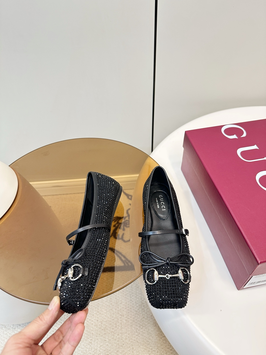 Gucci Gucci 马衔扣芭蕾舞平底鞋 烫钻款