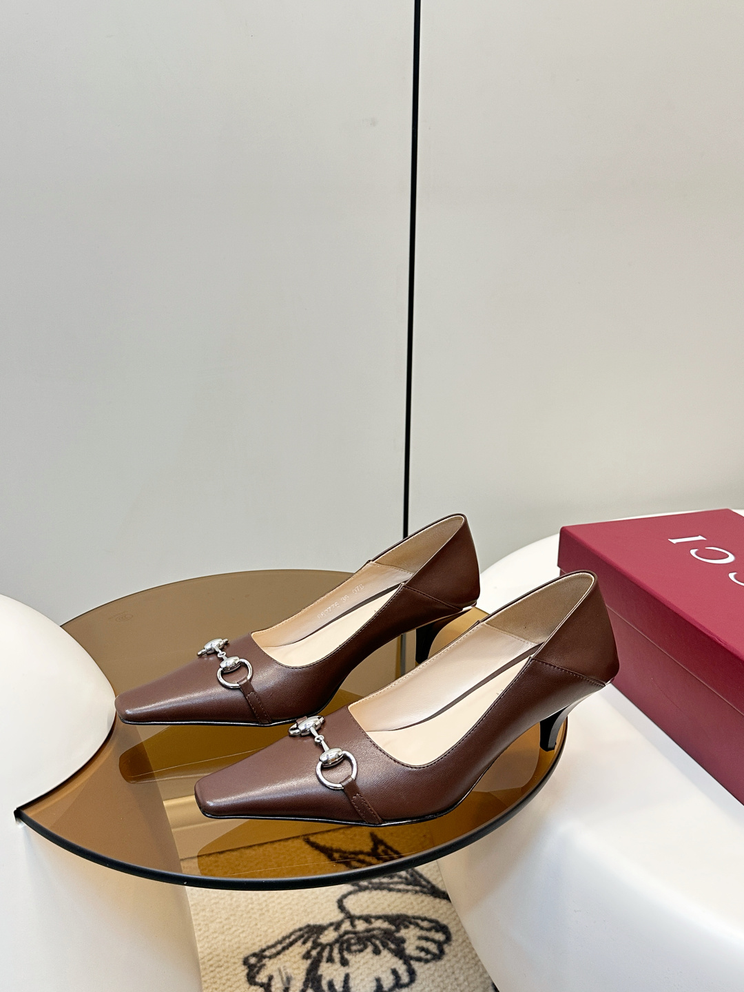 Gucci ​​Gucci 26早春新品马衔扣方头高跟鞋​​