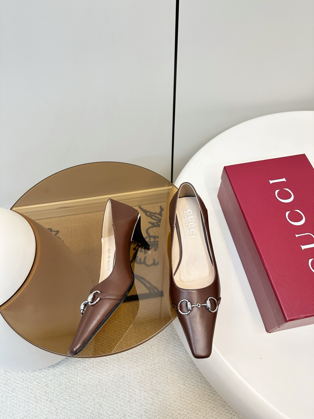 Gucci ​​Gucci 26早春新品马衔扣方头高跟鞋​​