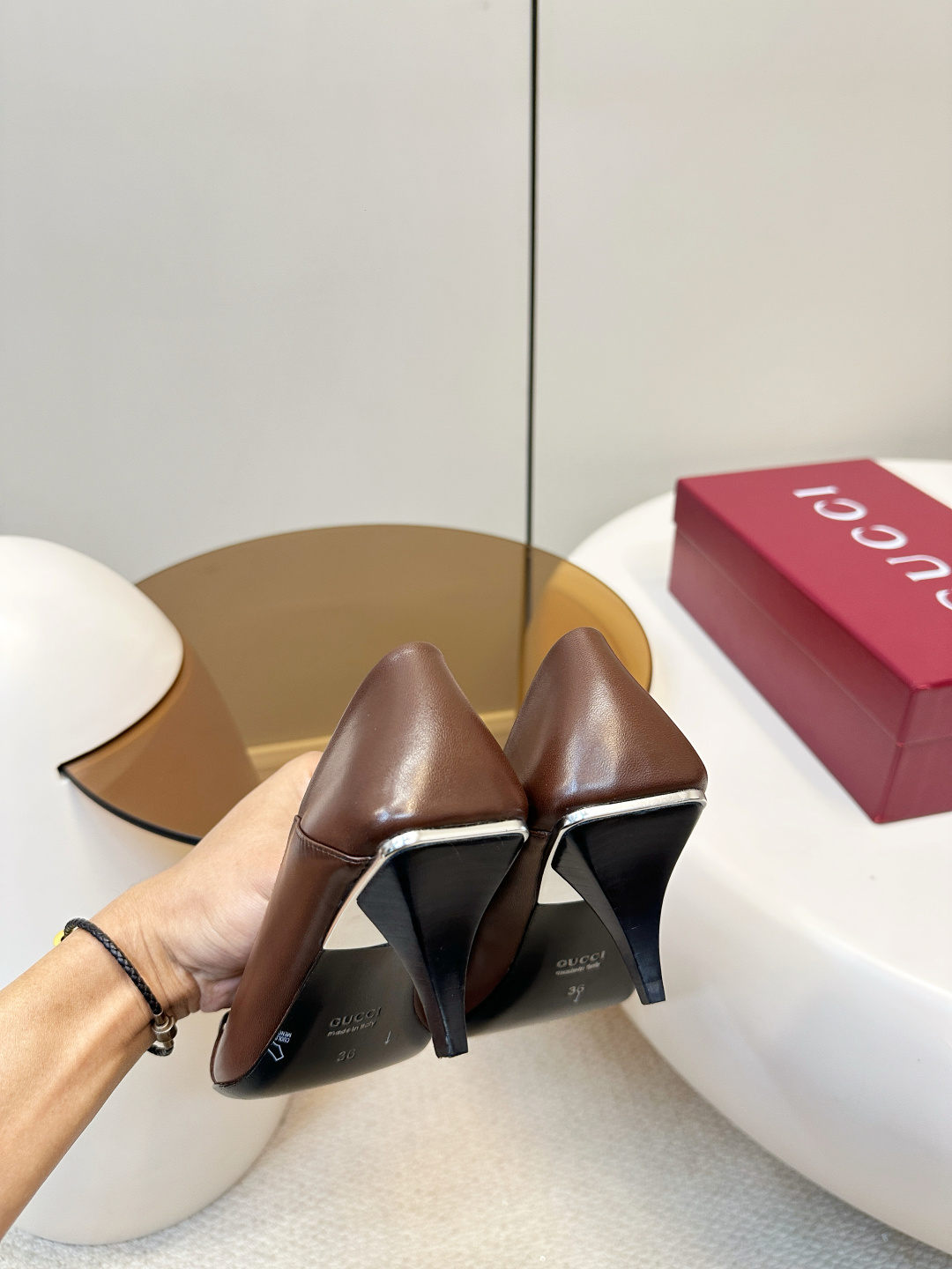 Gucci ​​Gucci 26早春新品马衔扣方头高跟鞋​​