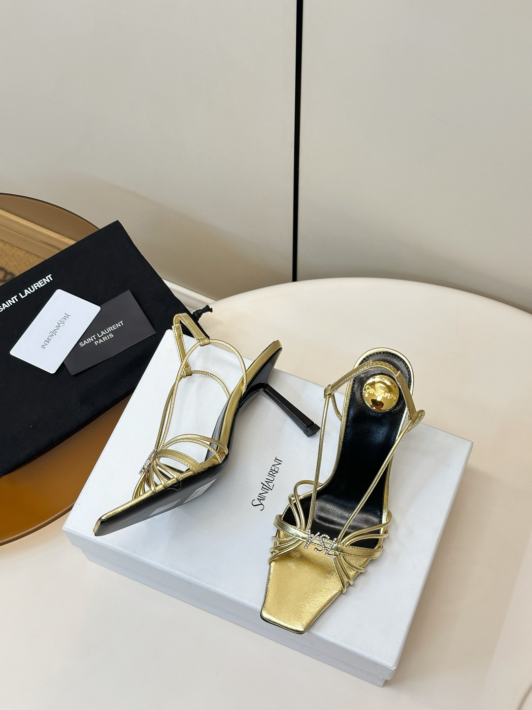 Saint Laurent SAINT LAURENT｜YSL 方头细带高跟凉鞋​​
