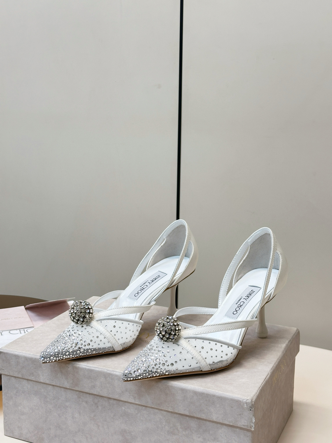 Jimmy Choo ​​Jimmy Choo 网纱烫钻高跟鞋​​