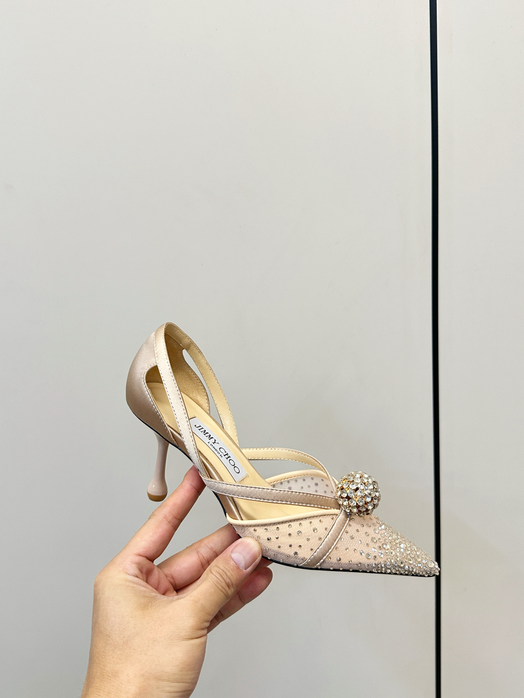 Jimmy Choo ​​Jimmy Choo 网纱烫钻高跟鞋​​