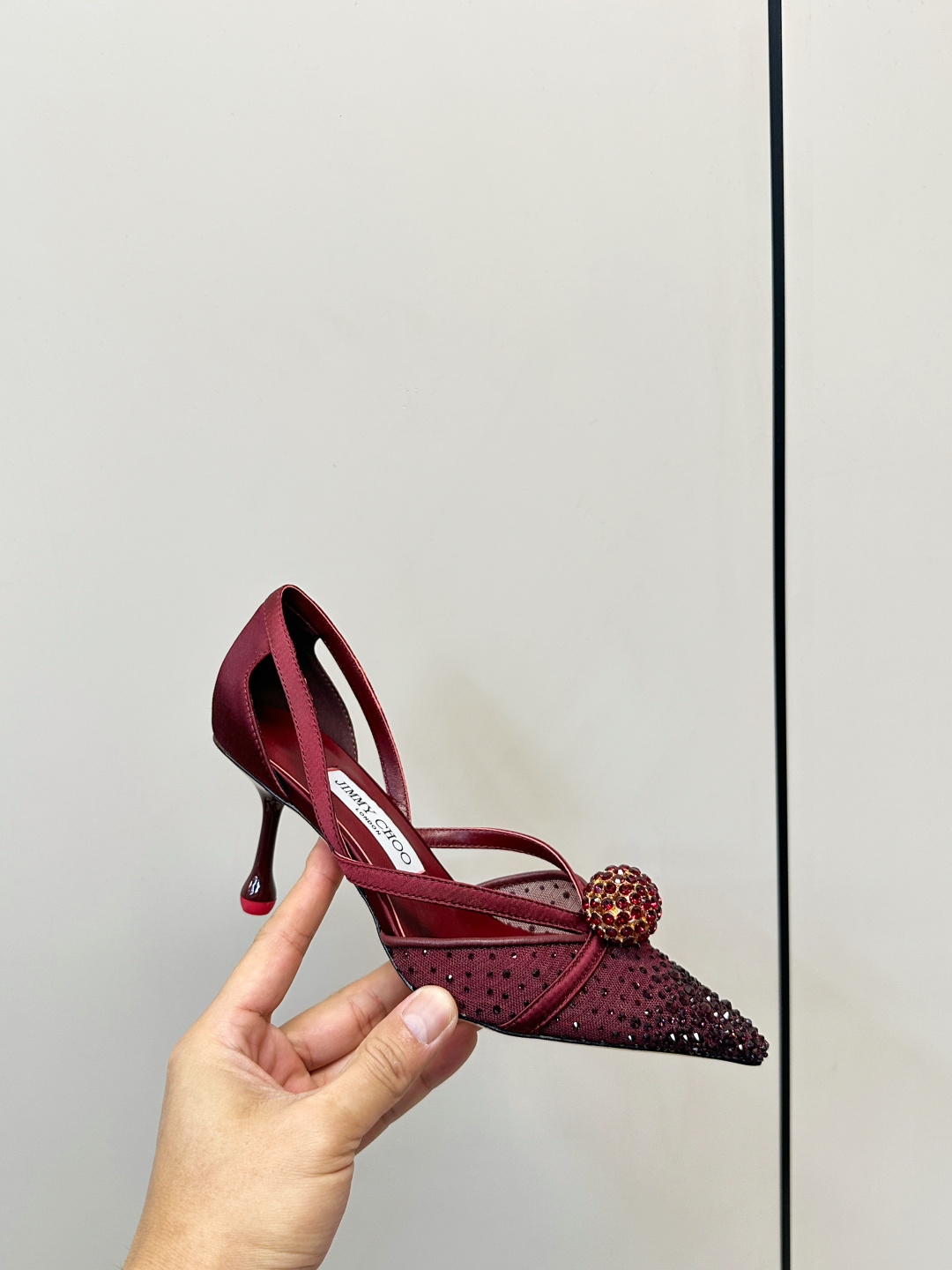 Jimmy Choo ​​Jimmy Choo 网纱烫钻高跟鞋​​