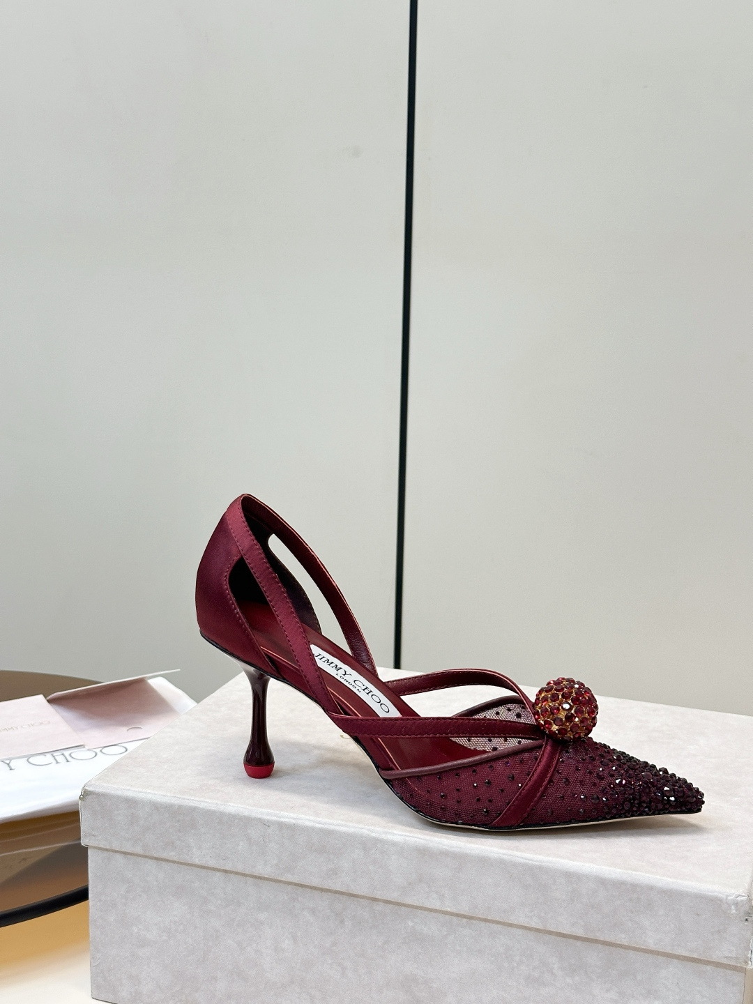 Jimmy Choo ​​Jimmy Choo 网纱烫钻高跟鞋​​