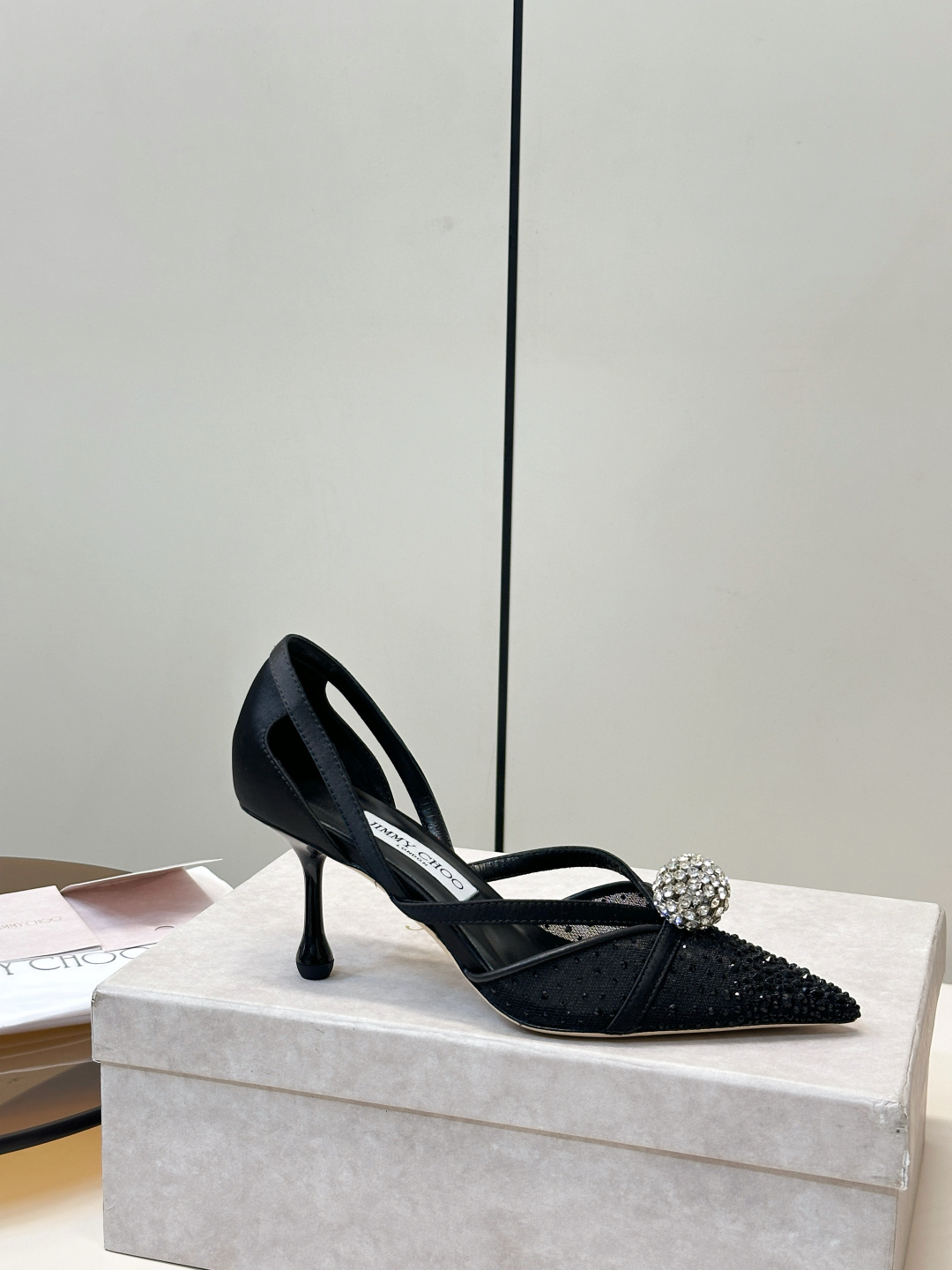 Jimmy Choo ​​Jimmy Choo 网纱烫钻高跟鞋​​