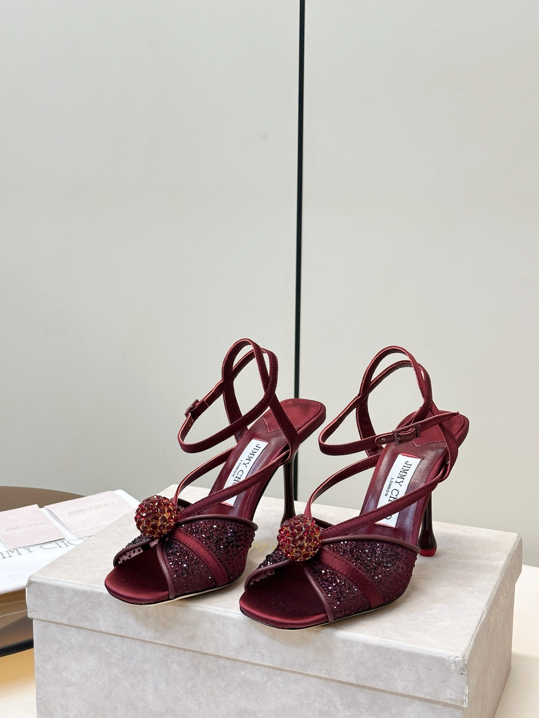 Jimmy Choo ​​Jimmy Choo 网纱烫钻 高跟凉鞋​​