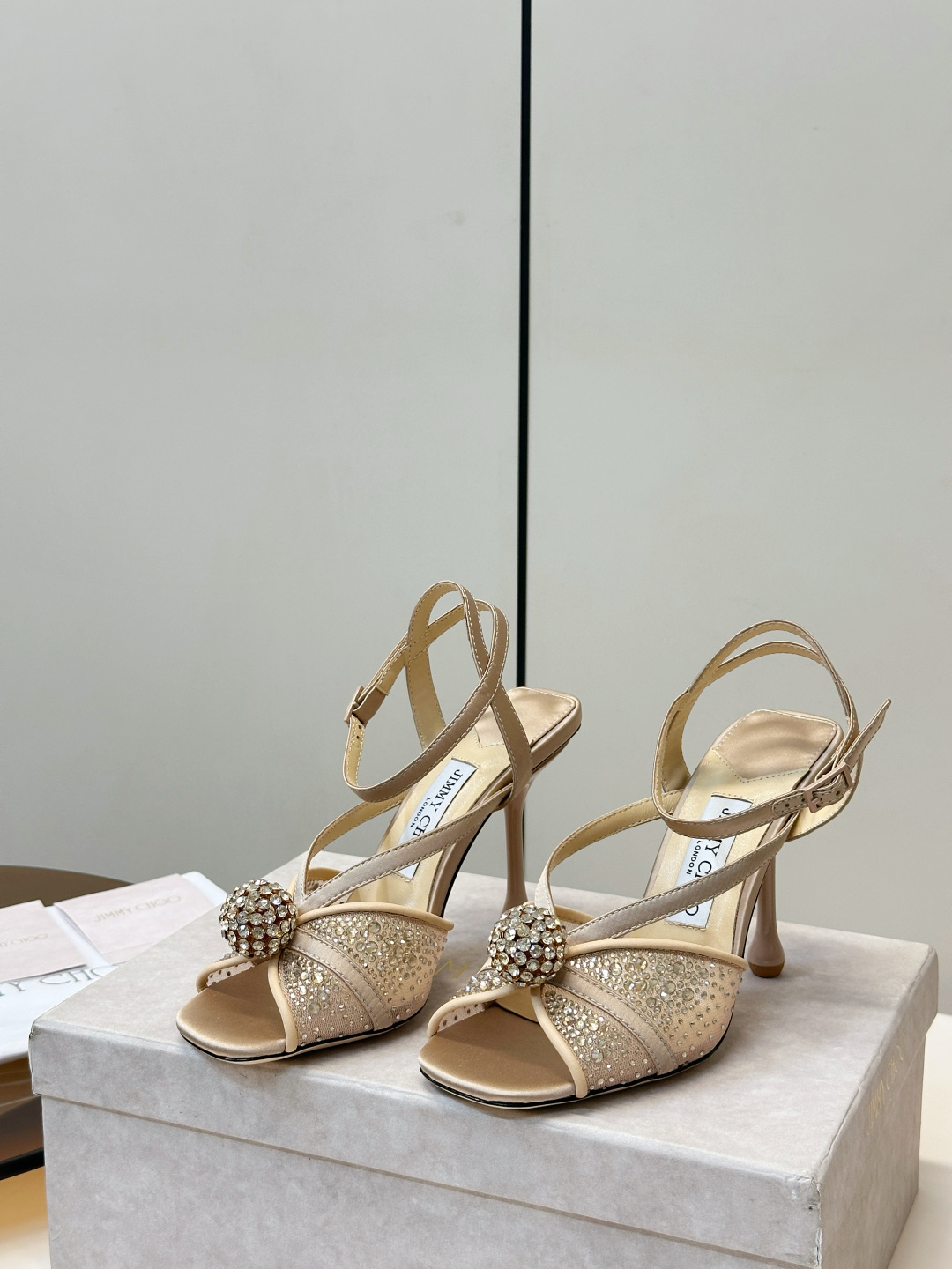 Jimmy Choo ​​Jimmy Choo 网纱烫钻 高跟凉鞋​​