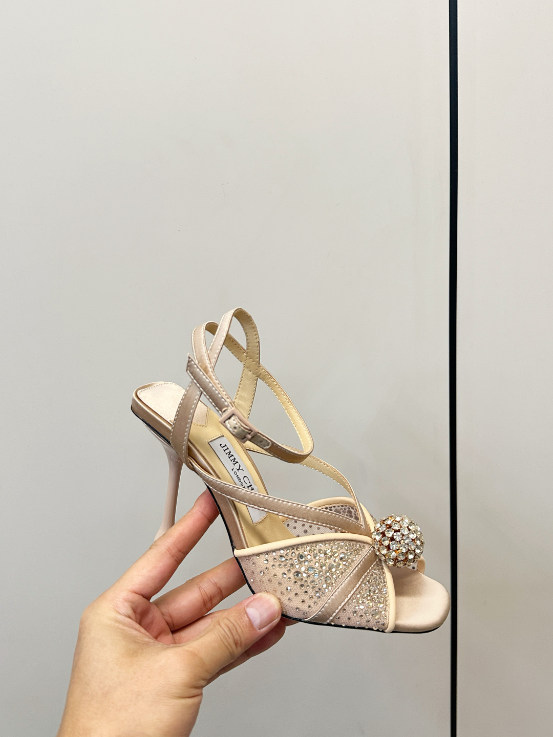 Jimmy Choo ​​Jimmy Choo 网纱烫钻 高跟凉鞋​​