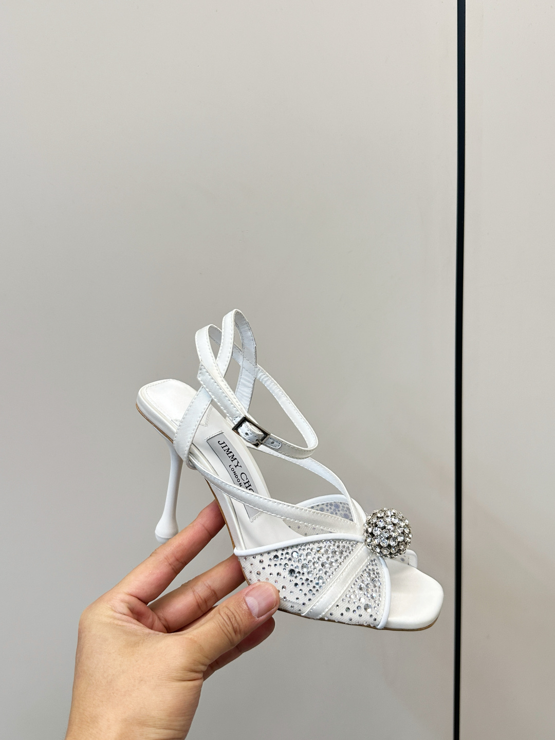 Jimmy Choo ​​Jimmy Choo 网纱烫钻 高跟凉鞋​​