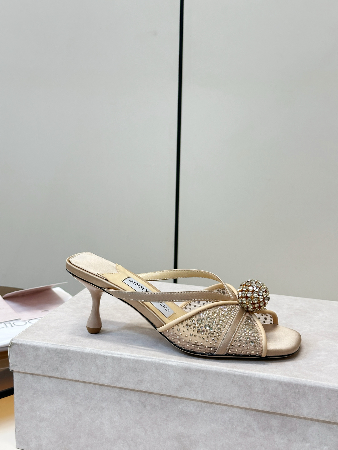 Jimmy Choo ​​Jimmy Choo 方头 网纱烫钻 高跟凉拖