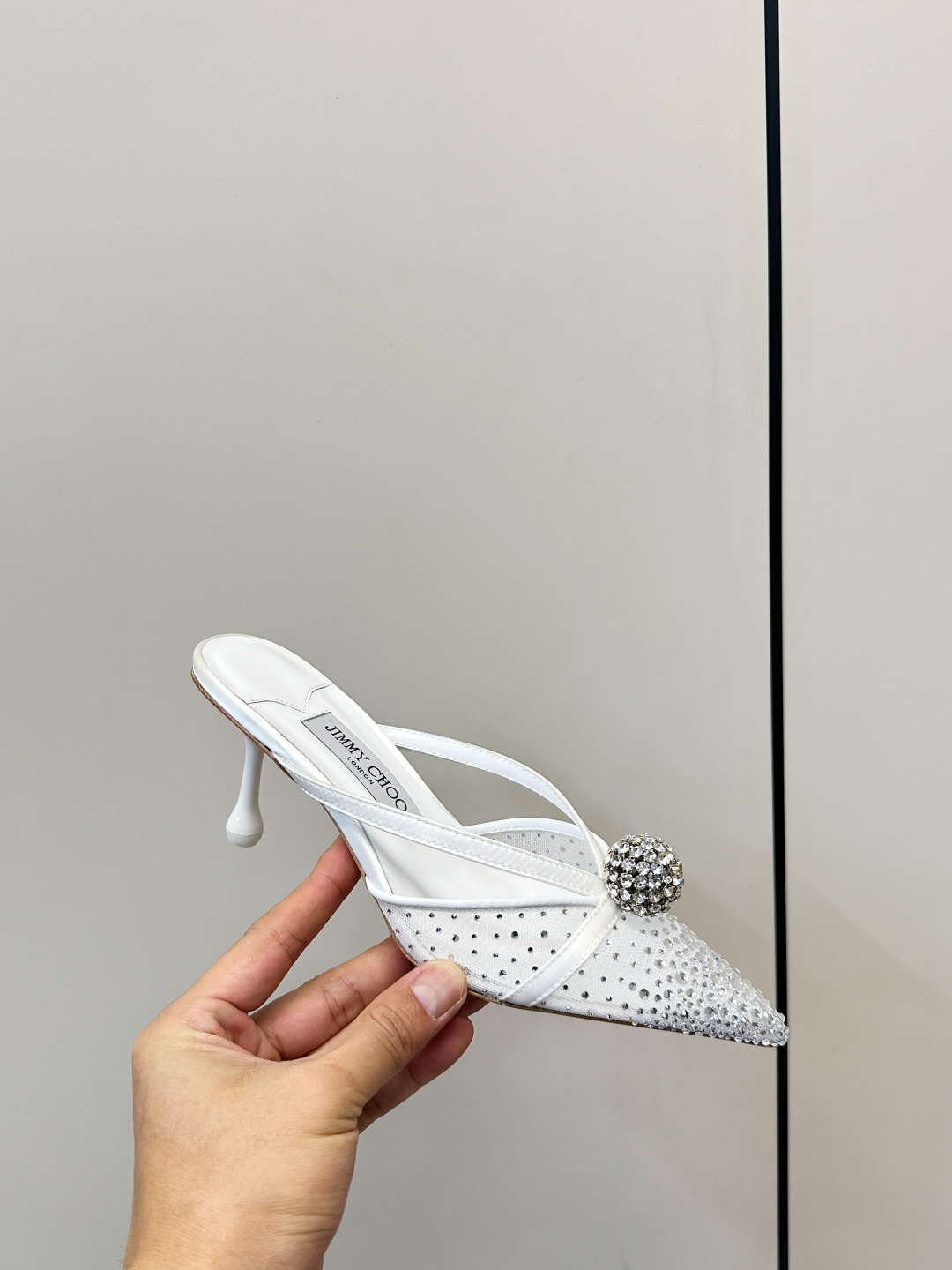 Jimmy Choo ​​Jimmy Choo 尖头 网纱烫钻 高跟凉拖
