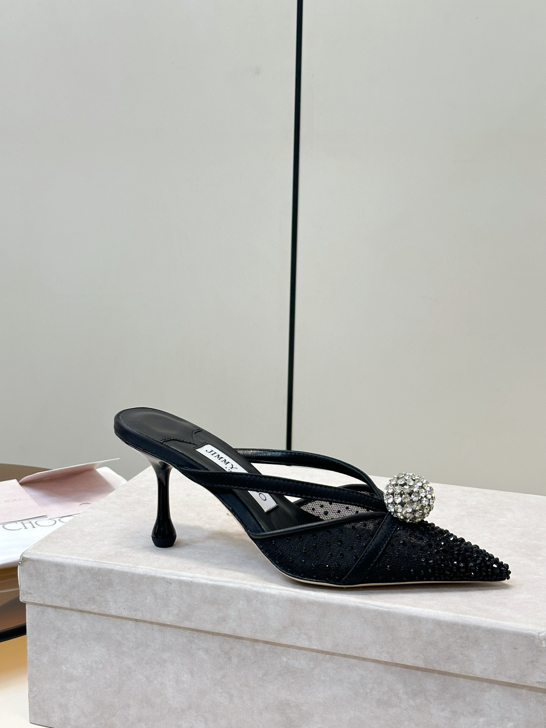 Jimmy Choo ​​Jimmy Choo 方头 网纱烫钻 高跟凉拖