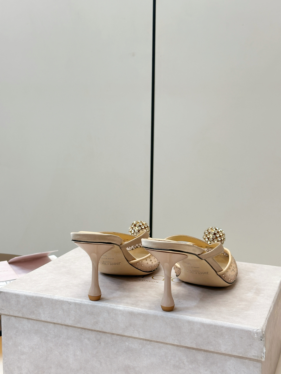 Jimmy Choo ​​Jimmy Choo 方头 网纱烫钻 高跟凉拖